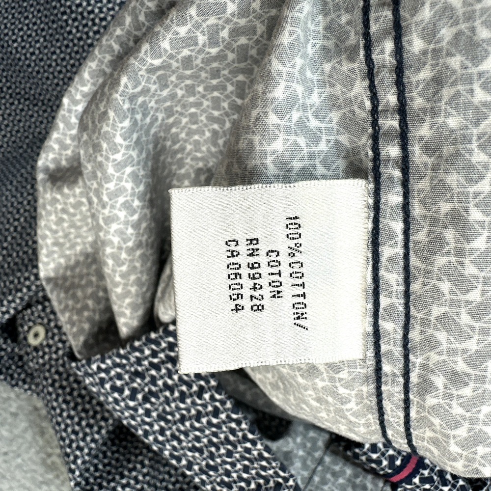 Bugatchi Uomo Shirt Mens XXL Shaped Fit Blue White Geometric All Day Casual Prep - Picture 5 of 15
